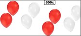 600x Ballonnen rood en wit - Ballon carnaval festival feest party verjaardag landen Oktoberfest apres ski helium lucht thema