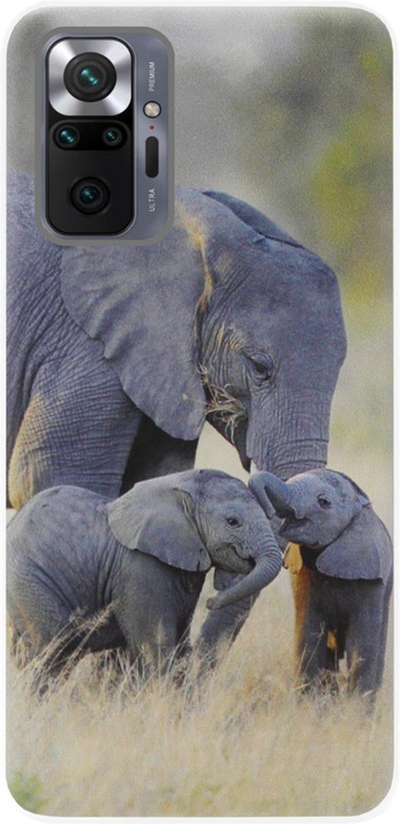 ADEL Siliconen Back Cover Softcase Hoesje Geschikt voor Xiaomi Redmi Note 10 Pro - Olifant Familie