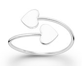 Joy|S - Zilveren hartjes ring - verstelbaar (maat: zie omschrijving) - hartje aanschuifring