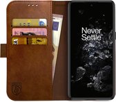 Rosso Element Book Case Wallet Hoesje Geschikt voor OnePlus 10T | Portemonnee | 3 Pasjes | Magneetsluiting | Stand Functie | Bruin