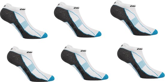 Craft - Lot de 6 - Cool Run Sock - Chaussettes de sport - Unisexe - Wit avec bleu - Taille 34/36