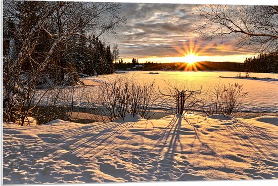 WallClassics - Plaque de Mousse PVC - Les Rayons de Soleil sur Prairie Wit - Photo 90x60 cm sur Plaque de Mousse PVC (Avec Système d'accrochage)