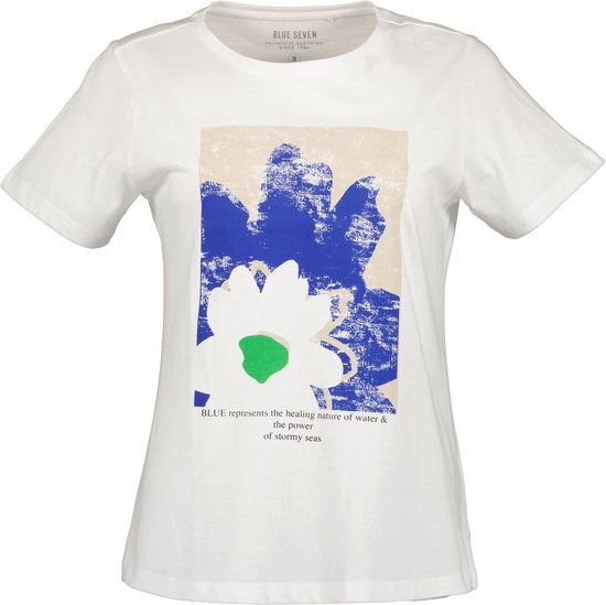 Blue Seven dames shirt - shirt KM - wit met blauwe print - 105702 - maat 40