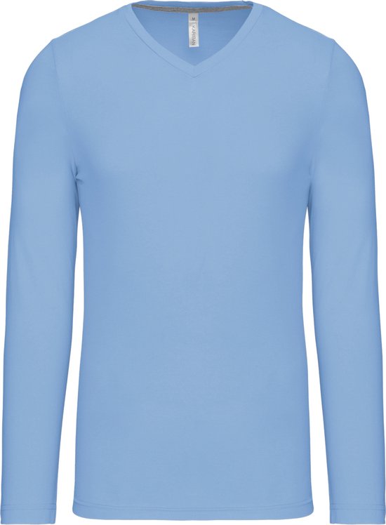 T-shirt Blauw clair manches longues et col V marque Kariban taille M