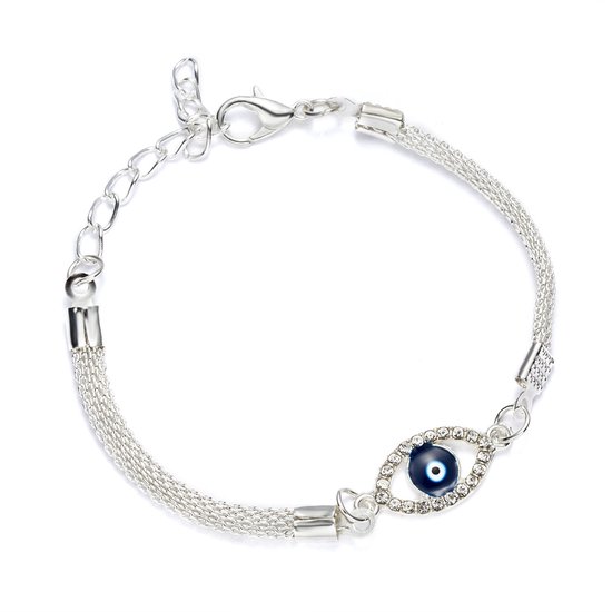 WiseGoods Bracelet Luxe Œil de Luxe Femme - Bracelets - Bracelet - Cadeau Geluk - Porte-Bonheur - Bijoux Mauvais Œil - Bijoux Argent