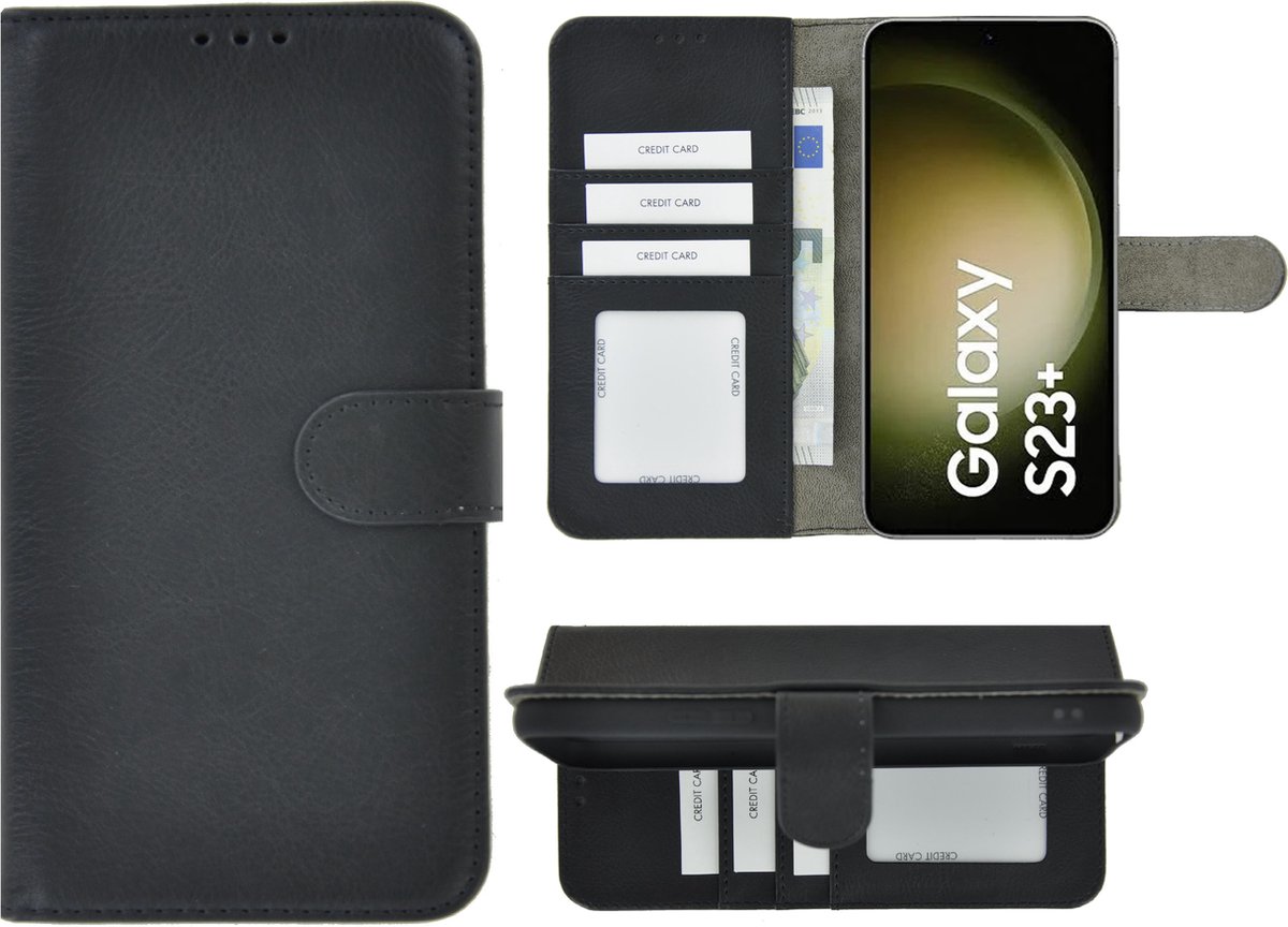 MoDo hoesje Geschikt voor Samsung Galaxy S23+ - Kunstleer Book Case - Zwart