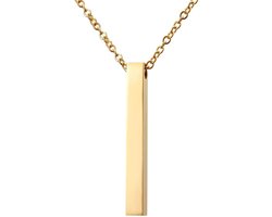 Long Bar Heren Ketting met Hanger - Goud kleurig - Minimalist - Kettingen Mannen Dames - Papa Cadeau Voor Mannen - Vaderdag
