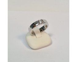 Witgoud - R&C - damesring - 14 karaat – model RiN1 725-1 - Naturel diamant 0.25crt - Gewicht 6.6 gram - Maat 17 - uitverkoop - -van €2104,= voor €1195,=
