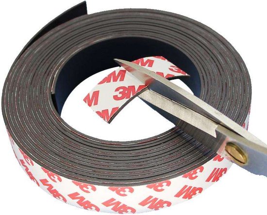 Magneetstrip zelfklevend - 2 meter 3M magneettape  - Dubbelzijdig magneetband 20x1mm - Kliq