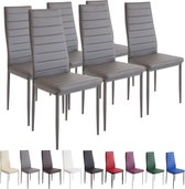 MILANO Eetkamerstoelen in Set van 6, Grijs - Gestoffeerde stoel met kunstleer bekleding - Modern stijlvol design aan de eettafel - Keukenstoel of eetkamerstoel met hoog draagvermogen tot 110kg