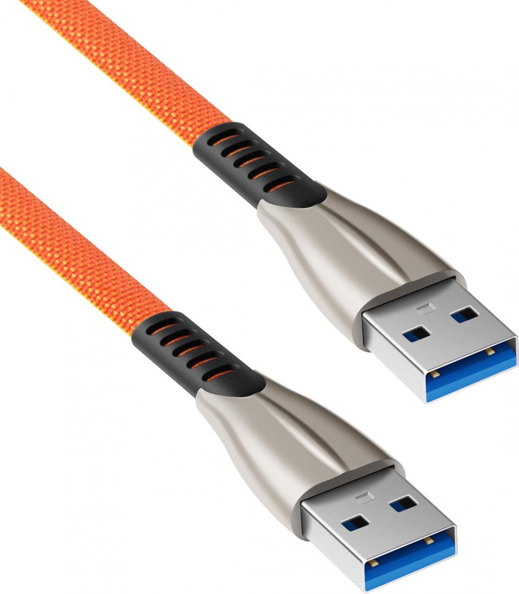 USB 2.0 kabel - Gevlochten mantel - Rood - 0.5 meter