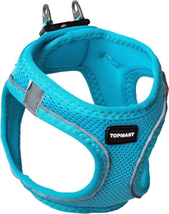 Foto: Topmast airmesh hondentuig click go turquoise 3xs reflecterend harnas hond hondentuigje hondenharnas voor puppy kleine medium en grote hond