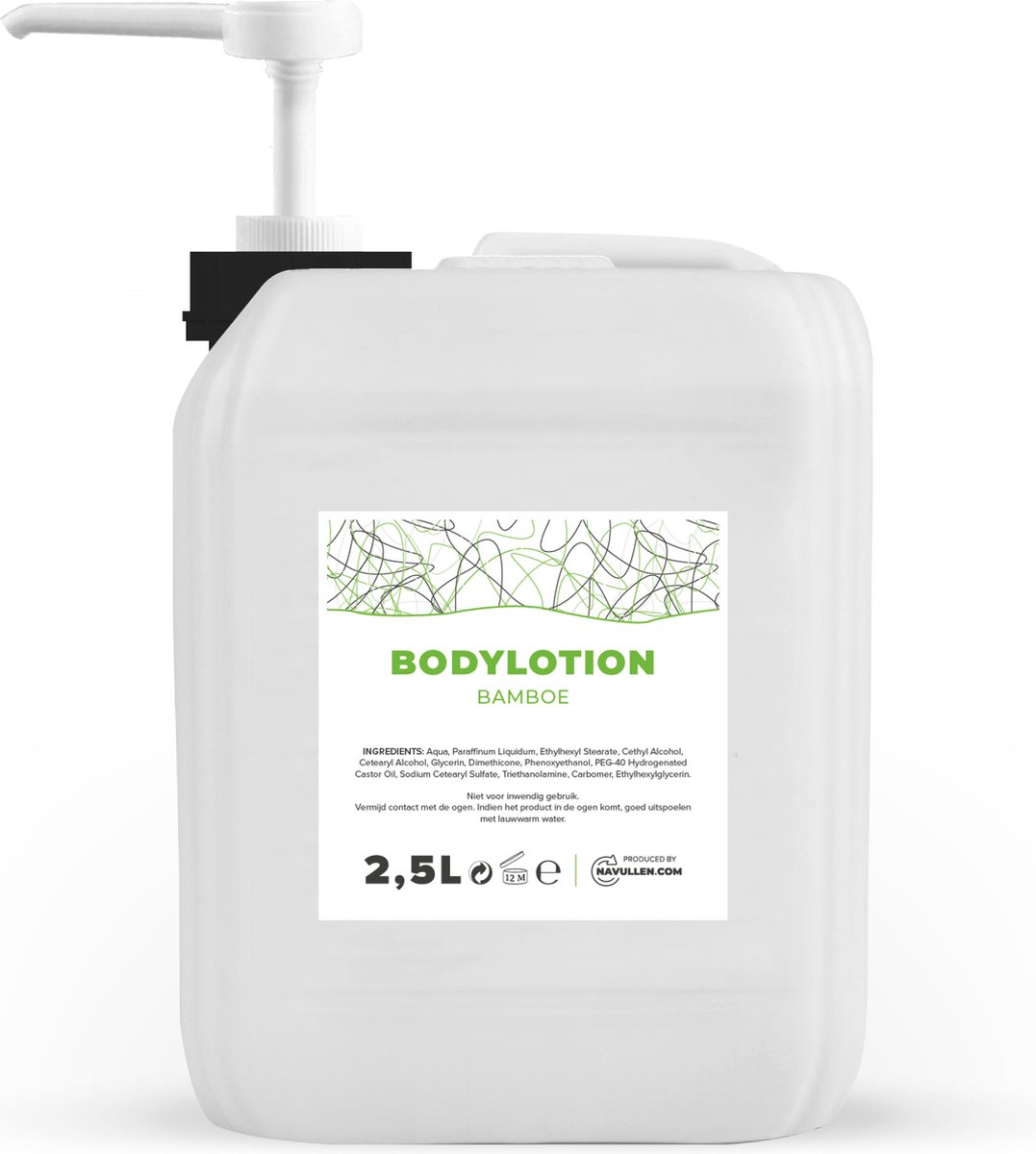 Bodylotion - Bamboe - 2,5 Liter - Jerrycan - Met pomp - Navulling - Navullen