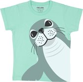 T-shirt - met korte mouwen - van 100% biologisch katoen - Zeehond - blauw - maat 98/104
