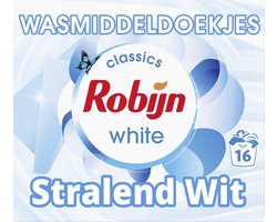 Robijn Classics Stralend Wit Wasmiddeldoekjes 16 wasstrips