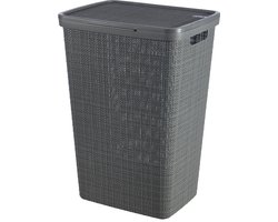 Curver Jute Wasmand met deksel - 58 liter - Donkergrijs