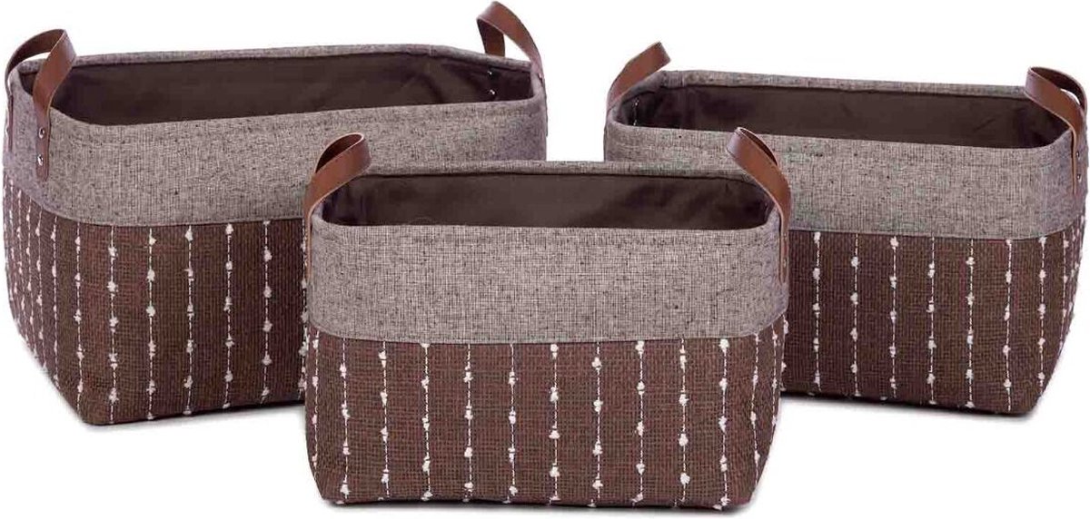Kidsdepot Enno - Opbergmand - 3 stuks - Bruin