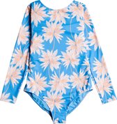 Roxy - Zwempak voor meisjes - Ocean Treasure - Lange mouw - Azure Blue Palm Island - maat 152-164cm