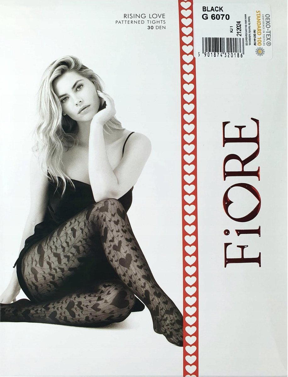 Collant FANTAIS NOIR motif COEUR maille TULLE TAILLE L/XL