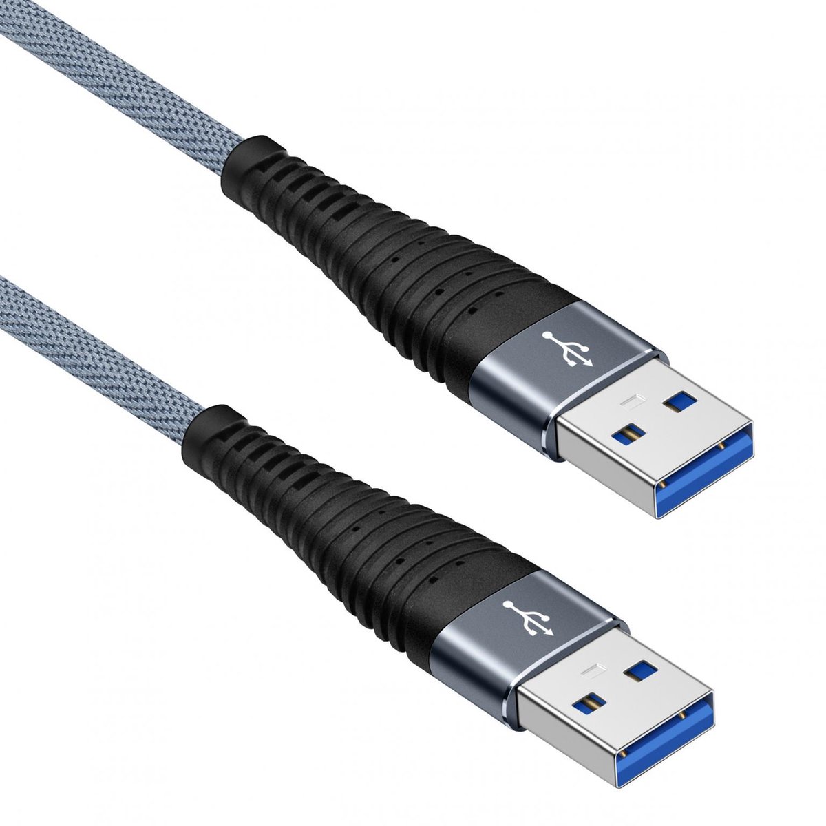 USB 2.0 kabel - High Speed - Gevlochten mantel - Grijs - 2 meter