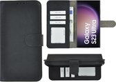MoDo hoesje Geschikt voor Samsung Galaxy S23 Ultra - Kunstleer Book Case - Zwart