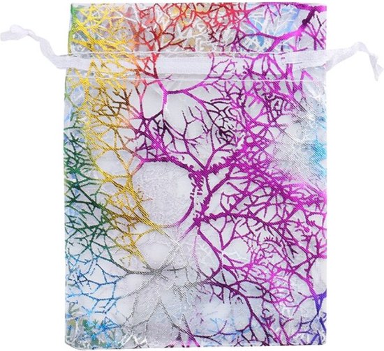 Fako Bijoux® - Sacs Organza - 7x9cm - Fleur Violet - 20 Pièces