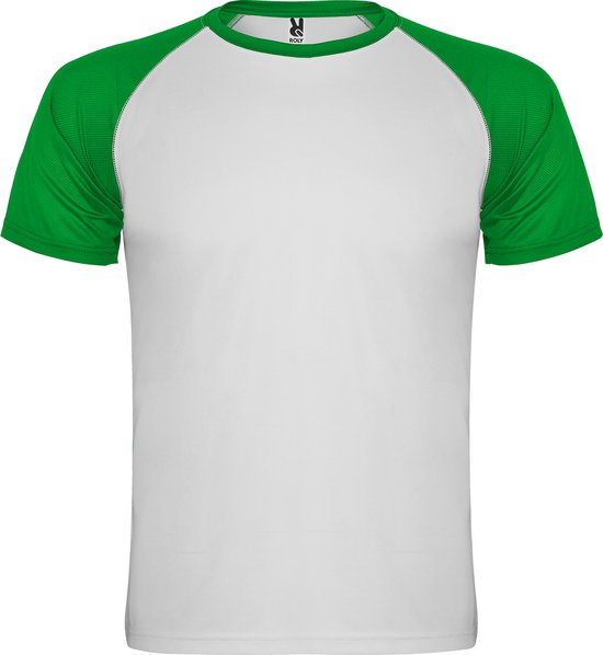 Wit met Groen met Wit unisex sportshirt korte mouwen Indianapolis merk Roly maat L