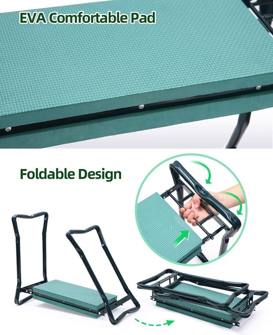 Relaxdays Kniebank für Gartenarbeit, klappbar, bis 150kg, inkl. 2