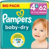 Pampers Luiers Baby Dry Maat 4+ Maxi Plus (10-15 kg), Big Pack, 62 Stuks