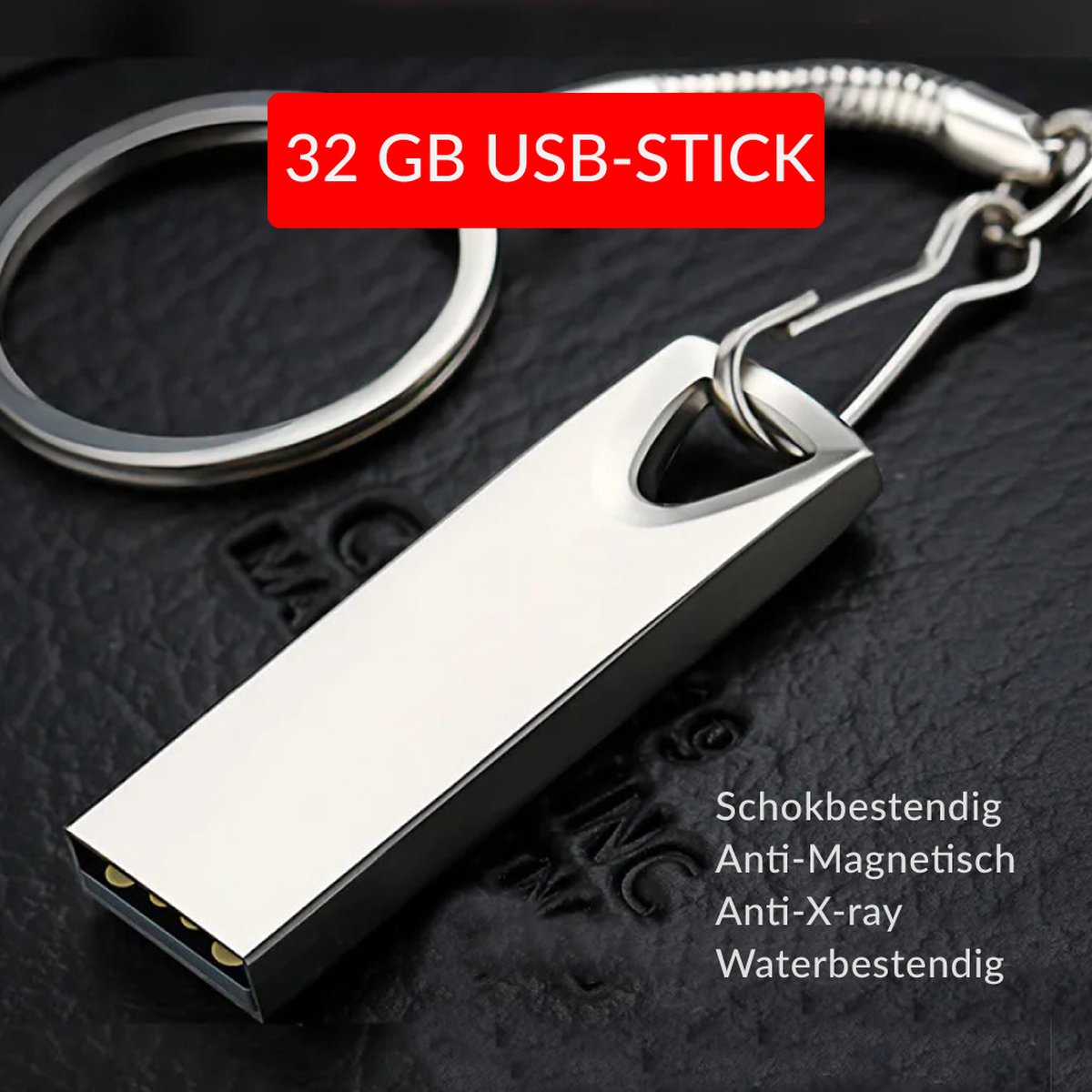 USB-Stick 32GB Metal | 4cm bij 2cm | USB 2.0 | Robuust Metalen Legering | Ziet er stijlvol uit | Makkelijk aan een sleutelbos vast te maken | 1 Jaar Garantie