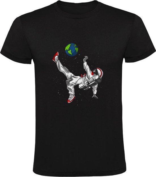 Foto: Astronaut voetballer heren t shirt ruimte planeet aarde voetbal ruimtevaart sport grappig