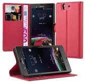 Cadorabo Hoesje voor Sony Xperia Z in KARMIJN ROOD - Beschermhoes met magnetische sluiting, standfunctie en kaartvakje Book Case Cover Etui