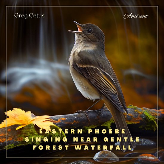 Eastern Phoebe Singing Near Gentle Forest Waterfall - cover
