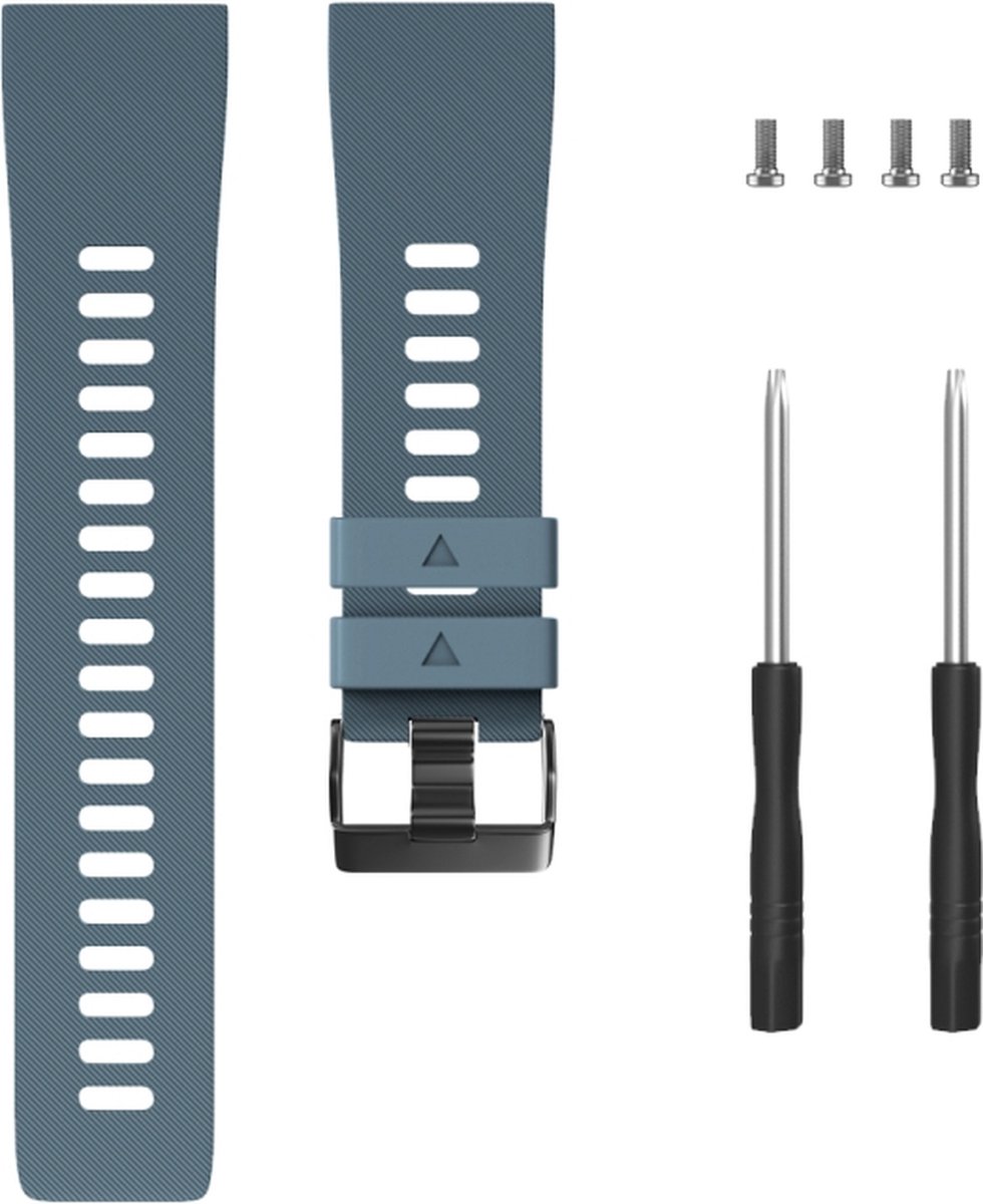 Siliconen bandje - geschikt voor Garmin Forerunner 30 / 35 - steenblauw