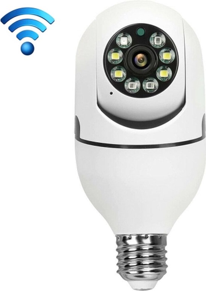 EC7-J8 1.3MP 360 graden Bulb Lamp netwerk Panorama Camera Wireless WiFi Smart Security Camera steun Monitor detectie & stem intercom & 128 GB Micro SD kaart (wit)