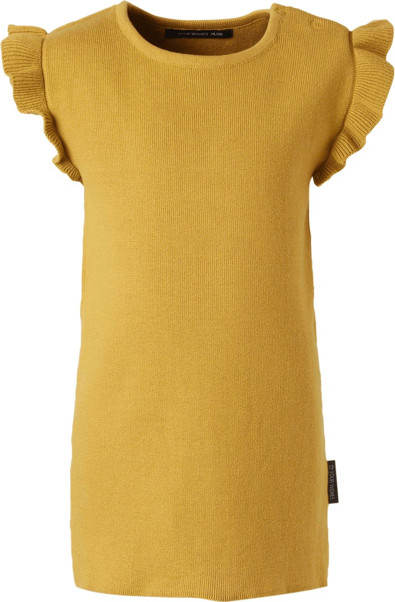 Your Wishes Knit Ruffe Dress Ochre - Jurk - Knit - Geel - Baby - Meisjes - Maat: 86/92