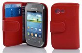 Cadorabo Hoesje geschikt voor Samsung Galaxy POCKET NEO in INFERNO ROOD - Beschermhoes van getextureerd kunstleder en kaartvakje Book Case Cover Etui