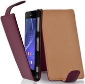 Cadorabo Hoesje geschikt voor Sony Xperia Z2 in BORDEAUX PAARS - Beschermhoes in flip-design Case Cover van getextureerd imitatieleer