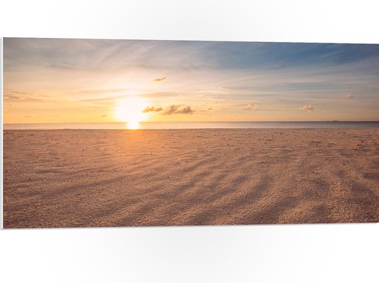 PVC Schuimplaat- Close up van het Strand met Mooie Zonsondergang - 100x50 cm Foto op PVC Schuimplaat
