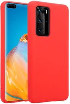 Hoesje Geschikt voor Huawei P40 Hoesje - Fluweelzachte Microvezel Siliconen Back Cover – Rood