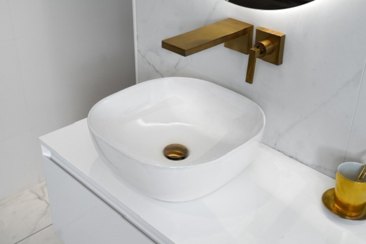 Marbella - Design Wastafel - Hoogglans Wit - Wastafel - Handwastafel - Waskom - Ø 420 x 420 Mm - Trendy - Keramiek - Badkamer - Toilet - Luxe