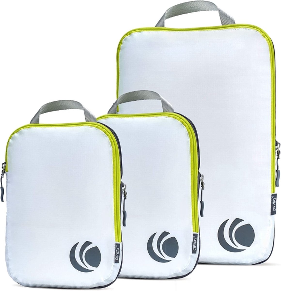 Cipway Compressie Verpakking Kubussen Set, Ultralight Uitbreidbare Reisverpakking Organisatoren voor Carry on Bagage (Wit 3pcs)