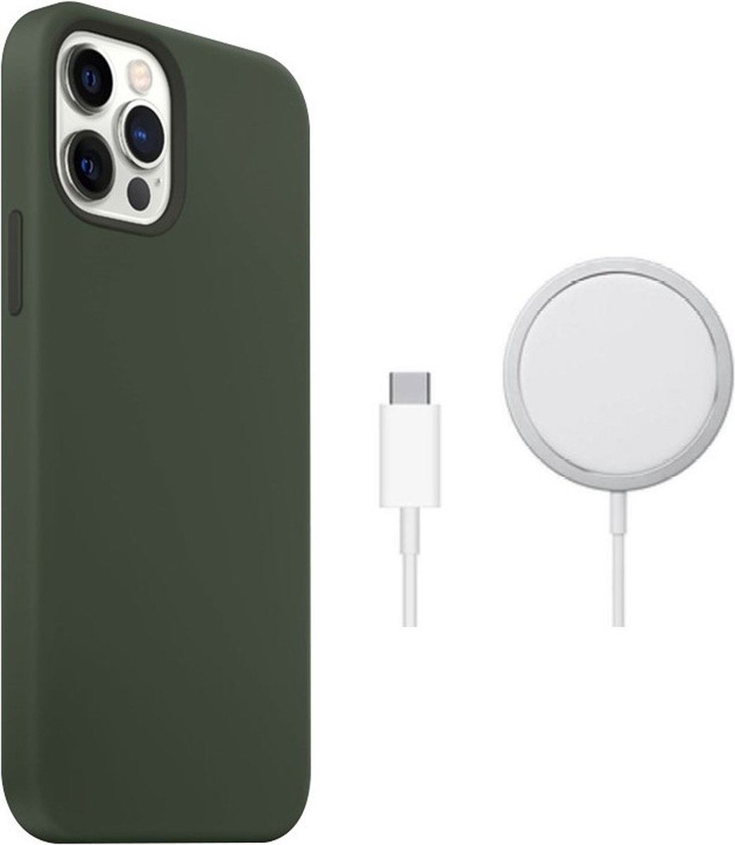 Bumper hoesje geschikt voor de iPhone 12 Pro - Magnetische ring hoesje met Magnetische ring Oplader en GRATIS Screenprotector – Groen