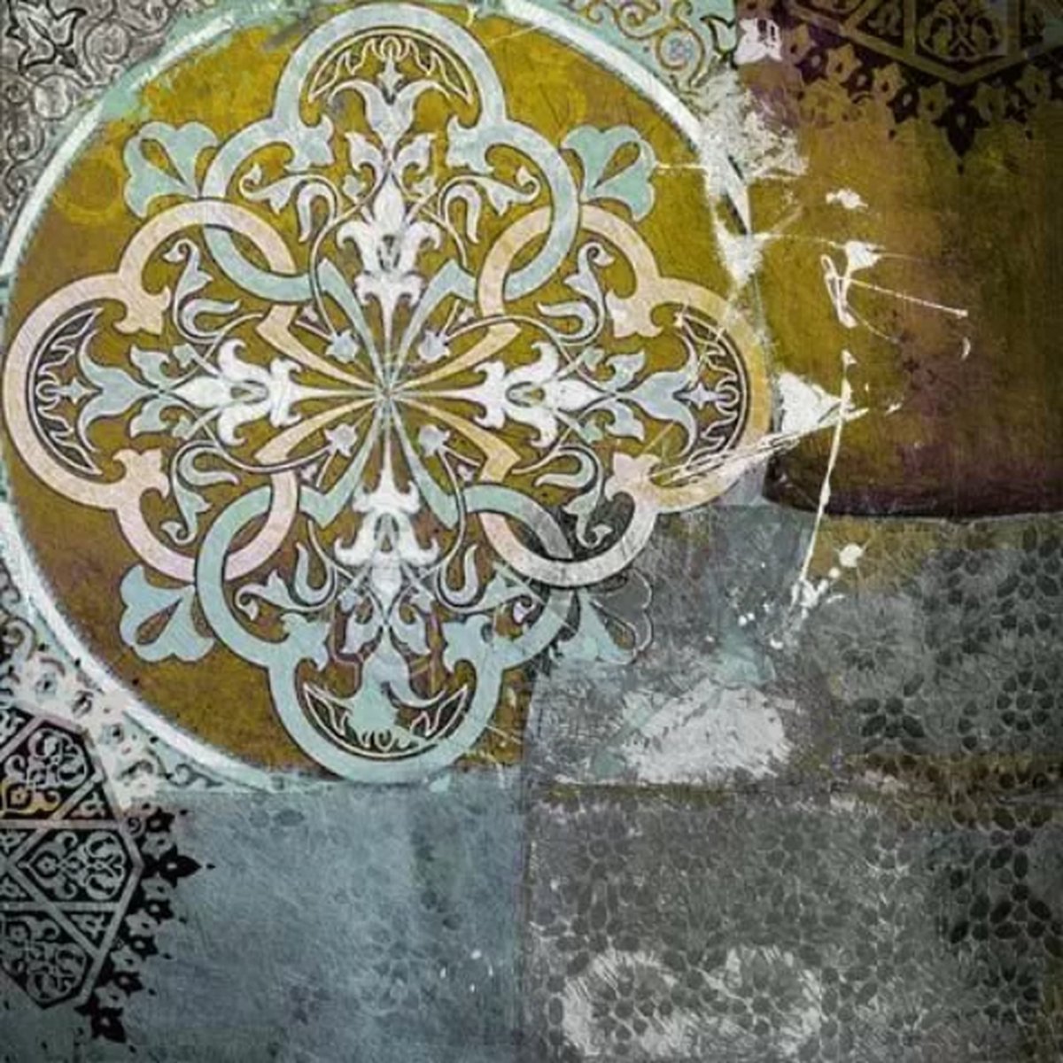 Safaary - Oosterse Schilderij Mandala Mintgroen Bruin