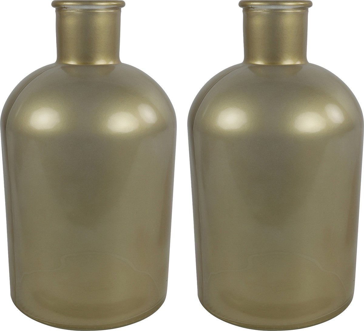 Countryfield bloemen/takken Vaas - 2x stuks - mat goud glas - fles - D14 x H27 cm Goudkleurig
