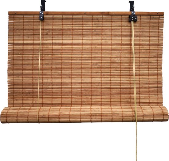 Bamboebaas bamboe rolgordijn Fedde - Bruin - 140x160 cm - Natuurlijke look - Zonwerend - Duurzaam bamboe - Lichtdoorlatend - Geschikt voor binnen en buiten - Eenvoudige montage