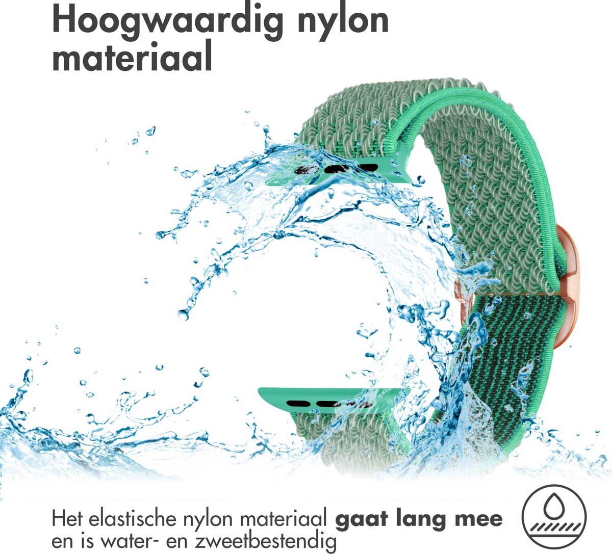 iMoshion Bandje Geschikt voor Apple Watch Bandje Series 1 / 2 / 3 / 4 / 5 / 6 / 7 / 8 / 9 / SE - 38 / 40 / 41 mm - iMoshion Elastisch nylon band - Turquoise