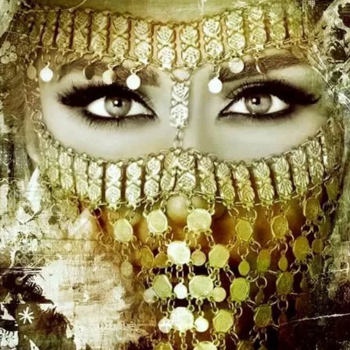 Safaary - Arabisch schilderij Arabische vrouw goud
