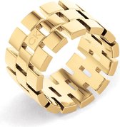 Calvin Klein CJ35000325C Dames Ring - Sieraad - Minimalistische ring - Staal - Goudkleurig - 12 mm breed