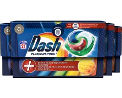 Dash Platinum Pods +Vlekverwijderingskracht - Wasmiddel - 4 x 21 Wasbeurten Voordeelverpakking